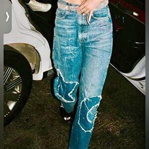 🌈 Amazing Embroidered Patchwork Denim Jeans